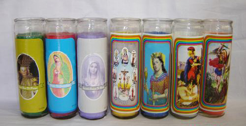 religion glass candleholder
